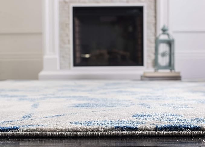 SAFAVIEH Evoke Collection Area Rug - 9' x 12', Grey & Light Blue, Floral Design, Non-Shedding & Easy Care, Ideal for High Traffic Areas in Living Room, Bedroom (EVK236J)
