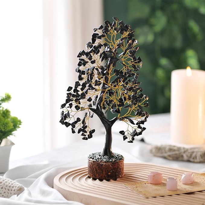 Black Tourmaline - Crystal Tree for Positive Energy - Crystals - Healing Chakra Tree - Healing Crystals - Healing Stones - Crystal Gifts, Spiritual Gifts, Viking Decor, Tree of Life, Black Tourmaline