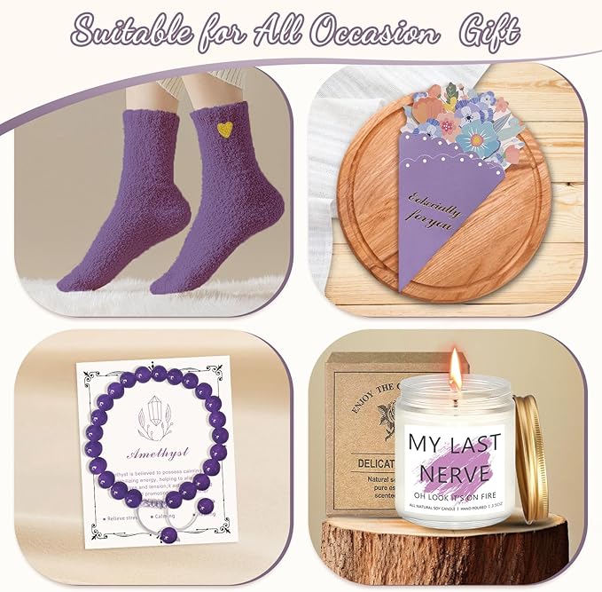 Christmas Birthday Gifts for Teen Girls, Women, Her, Unique Happy Birthday Gift Baskets for Girls Best Friend Sister, Women Gifts Box for Daughter Girlfriend,14pcs Campanula Teenage Gift Set(Purple)