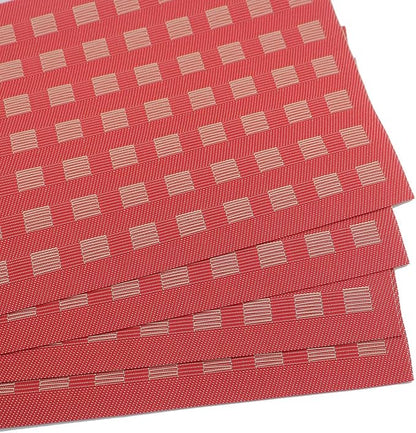 Gugrida Placemats, Placemats PVC Table Mats Woven Vinyl Placemats, Set of 6 (Red)