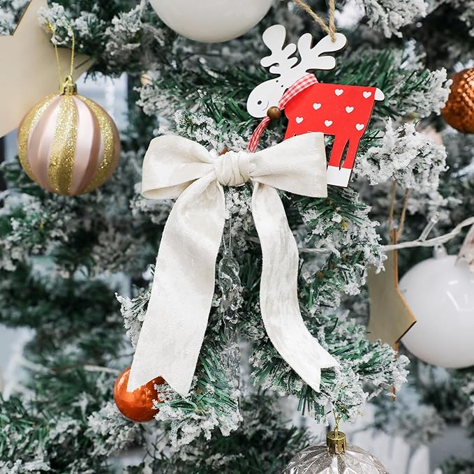 Velvet Ribbon Ivory Cream 1-1/2 inch Wide Double-Sided Glossy Fabric Ribbons for Christmas Tree Decor Gift Wrapping Flower Bouquet DIY Crafts 10Yd