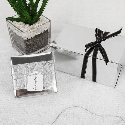 NESCCI Silvery Metallic Wrapping Paper, Solid Color Paper-2 Roll,17 Inches X 32.8 Feet Per Roll,Gift Wrapping Paper,Perfect for Wedding,Valentine's Day, Birthday,Baby Shower,DIY Bouquet