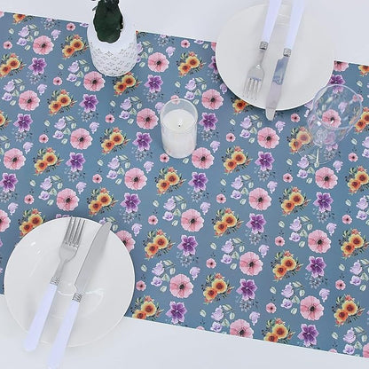 Aimyoo Blue Floral Wrapping Paper Jumbo Roll 17 in x 60 ft, All Accasion Pink Flower Gift Wrap for Wedding Birthday Bridal Shower
