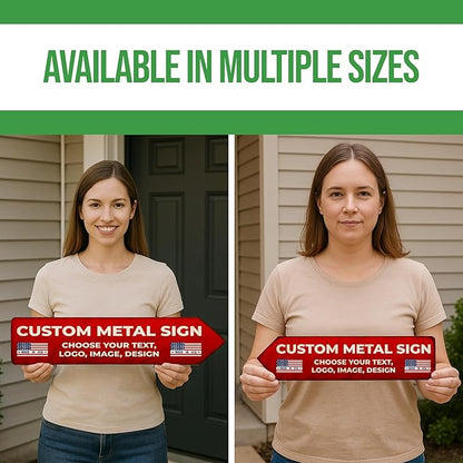 Custom Right Arrow Metal Sign by BCB | Directional Signs for Indoor & Outdoor Use | Personalized Rust-Free Metal Yard Display | Weatherproof Road Arrow Marker | Multiple Sizes | Made in USA