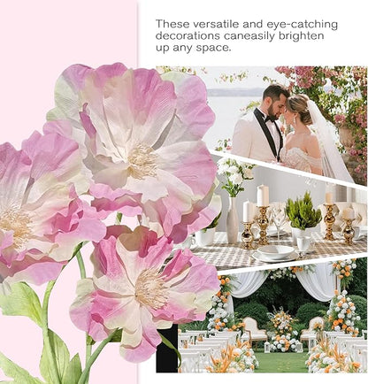 3pc Giant Flowers for Backdrop Wedding Reception Essential Decoration, Adjustable Big Flower for Decoration,Party Banquet Decor,Home Decor,Photographic Props,Shop Window Display (Pink)