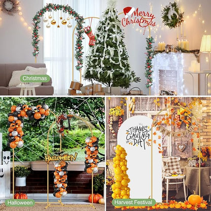 Wedding Arch Backdrop Stand Set of 2 (7.2FT, 6FT),Gold Metal Arch Backdrop Stand,Balloon Arch Stand for Wedding Ceremony Baby Shower Outdoor Indoor Birthday Party Graduation Decoration