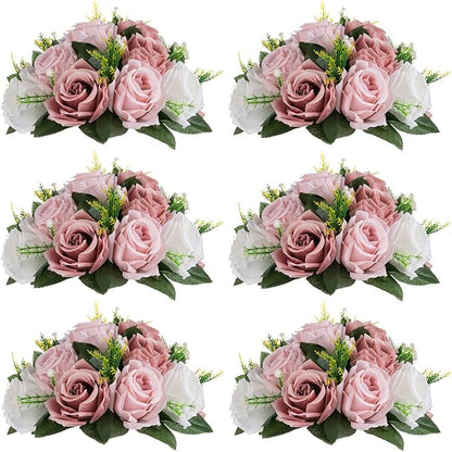 Sziqiqi Pink Silk Flower Ball for Wedding Centerpiece - Fake Dusty Rose Flowers Artificial Floral Arrangement Center Piece Kissing Bouquet for Party Flores Artificiales para Decoracion