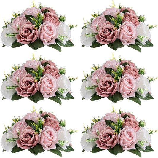 Sziqiqi Pink Silk Flower Ball for Wedding Centerpiece - Fake Dusty Rose Flowers Artificial Floral Arrangement Center Piece Kissing Bouquet for Party Flores Artificiales para Decoracion