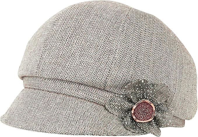 Women Retro Classic Visor Newsboy Cabbie Cap Beret Hats with Flower Buckle for Woman Ladies