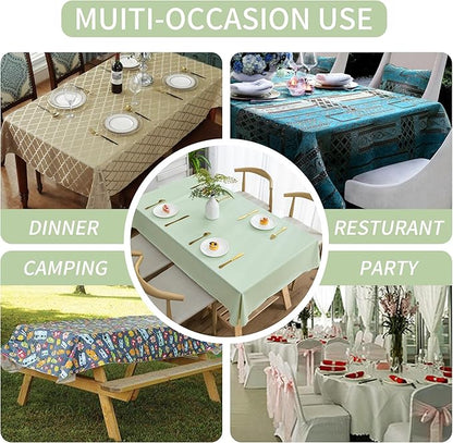Rectangle Table Cloth,100% Waterproof Tablecloth Oil Proof Spill Proof Vinyl Table Cloth, Wipe Clean Plastic Table Cover for Dining, Camping, Indoor and Outdoor 54" x 120",Green