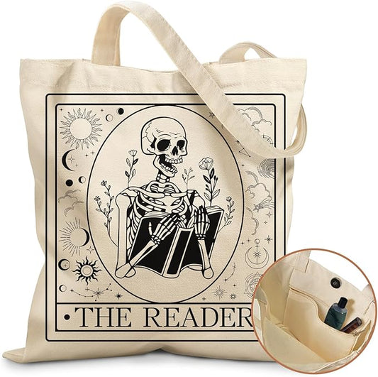 Aesthetic Tote Bag for Women- with Magnetic Buckle and Zipper Inner Pocket Cloth Cotton Canvas Tote Bags