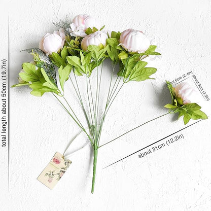 FiveSeasonStuff Soft Peach Pink Vintage Artificial Peonies Silk Flowers and Hydrangeas for Wedding Bridal Home Decor – Beautiful Floral Centerpiece Bouquet (Tender Petal)