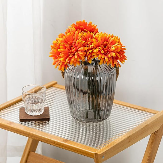 TOPIA Artificial African Daisies Flowers African Daisy Silk Flowers Artificial Gerbera Daisies Pack of 10 (Orange)