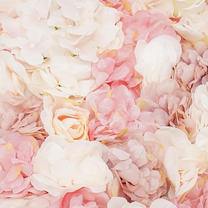 CNCEST Artificial Flower Wall Panels, Flower Wall Mat Silk Rose Flower Panels, Artificial Flower Wall Background (Multi-3.28x3.28ft)