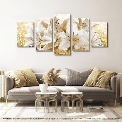 LUDUHU Arts Modern Flower Theme Wall Art - Abstract Orchid Canvas Wall Decor Flower Abstract Painting Still Life Canvas Wall Art for Home Decor (H,Oversize 80x40inch)