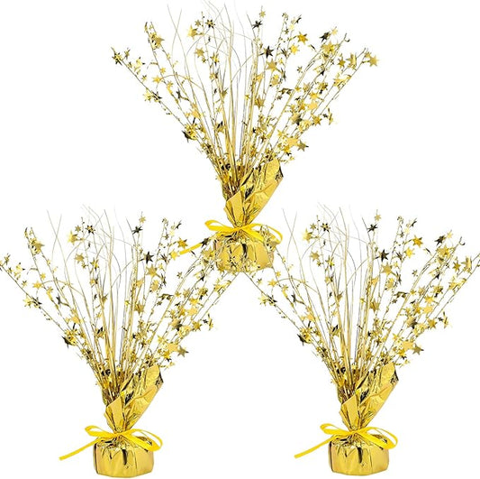 Crowye 3 Pieces Metallic Foil Spray Centerpiece Christmas Party Star Table Decoration Burst Centerpieces Fall Table Decor for Birthday New Year 2026 Party Holiday(Gold)