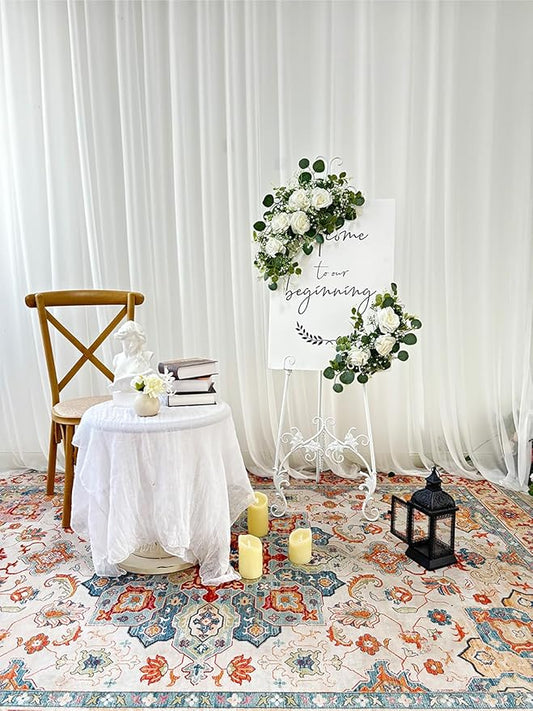 Pack of 2 Wedding Arch, Artificial Flowers, Wedding Decor，Flower Garland Be Suited to Banquet, Party, Reception Entrance Welcome Sign and Background Decoration (Starry Sky)