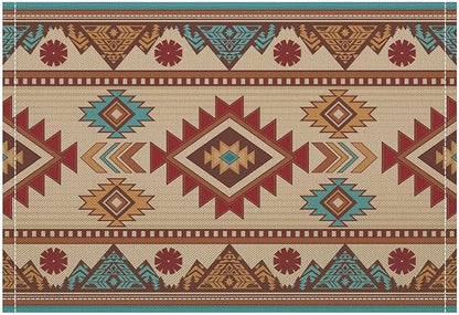 Retro Aztec Placemats Set of 4 Boho Western Native American Tribal Art Printed Dining Table Mats for Restaurant Home Kitchen Holiday Decor 12x18in