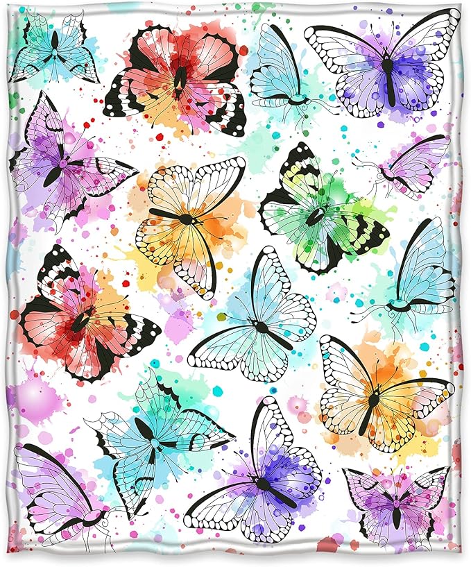 Jekeno Butterfly Throw Blanket Gifts for Women Girls, Christmas Birthday Valentines Butterfly Gifts for Butterflies Lovers Adult Kids, Colorful Blanket Decor for Home Bed Couch