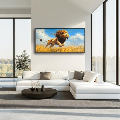 Lion Large Decor Wall Art Framed Pictures for Living Room, Animal Oversized Canvas Print Painting Modern Extra Large Framed Artwork for Bedroom Office Home Decor 60"x30"