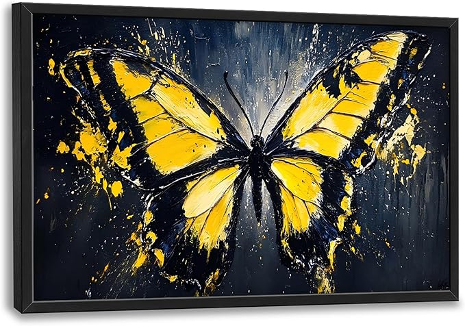 Butterfly Large Wall Art Framed Wall Decor for Living Room Black Butterfly Pictures Oversized Canvas Print Painting Modern Extra Large Framed Artwork for Bedroom Office Home Decor 36"x24"