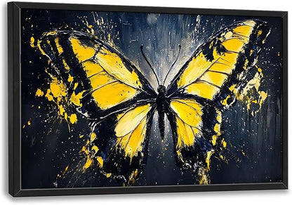 Butterfly Large Wall Art Framed Wall Decor for Living Room Black Butterfly Pictures Oversized Canvas Print Painting Modern Extra Large Framed Artwork for Bedroom Office Home Decor 36"x24"