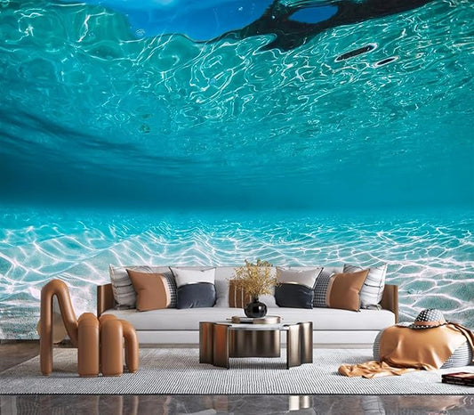 Eierme-Tropical Blue Ocean with White Sand Underwater in Hawaii Peel and Stick 90" x 67"