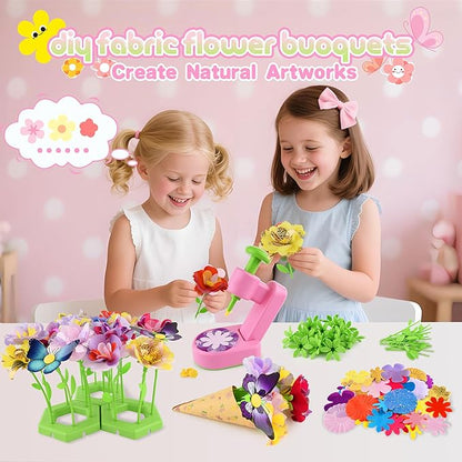 Nicella Fabric Flower Bouquets Toys,Flower Making Kit-DIY Craft Kits Toys for Kids,DIY Build Your Flowers Bouquet, Arts and Crafts for 3 4 5 6 7 8+Year Old Girl Birthday Gifts Ideas