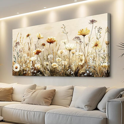 hyidecorart Large Flower Wall Art for Living Room Botanical Farmhouse Wall Decor Nature Abstract Picture for Bedroom Office Elegant Floral Canvas Prints Artwork Home Decorations Ready to Hang 30"X60"