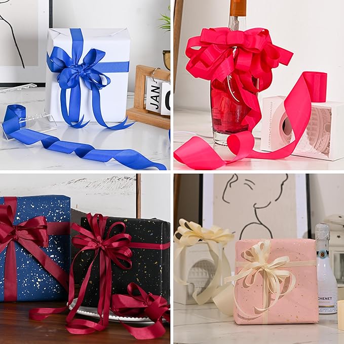 Grosgrain Ribbon 2 inch 20 Colors 5 Yards/Roll, Total 100 Yards Per Package for Christmas Tree, Wreath Decorations, Bow Making, Gift Wrapping, Flower Bouquet