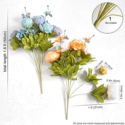 FiveSeasonStuff Vintage Artificial Peonies Silk Flowers and Hydrangeas for Wedding Bridal Home Décor – Beautiful Floral Centerpiece Arrangement Decoration with 2 Bouquets (Vintage Peaceful)