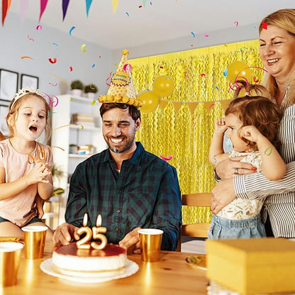 Gold Backdrop Birthday Decorations Foil Curtain Backdrop Gold Streamers Dance Party Decorations Photo Booth Props for Bachelorette Decorations Christmas Halloween New Years Eve Party Supplies