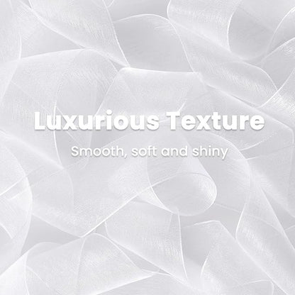 1-1/2 Inch White Sheer Organza Ribbon for Bow Making, Gift Wrapping, Christmas Decoration, 50 Yards/Roll