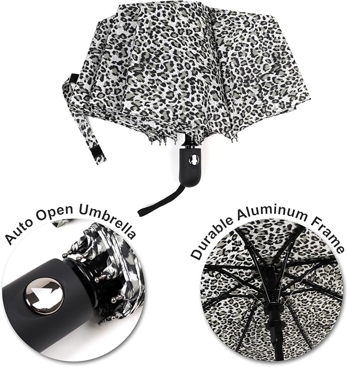 Nollia Windproof Automatic Travel Umbrella, Compact Portable with Reinforced Ribs for Sun & Rain