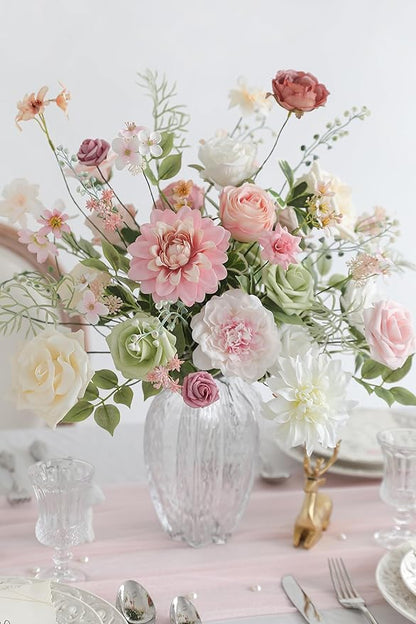 Pink Artificial Flowers Combo Box Set Fake Flowers Bulk Flower Leaf with Stems for DIY Wedding Bouquets Centerpieces Baby Shower Party Home Decorations