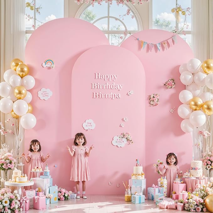 Pink and Blue Arch Backdrop Cover 8FT 7.2FT 6.6FT Arch Covers Stretchy Backdrop Set of 3, Gender Reveal Arch Cover Spandex Fitted Fabric Arch Covers for Boy or Girl Party Birthday Baby Shower Decor