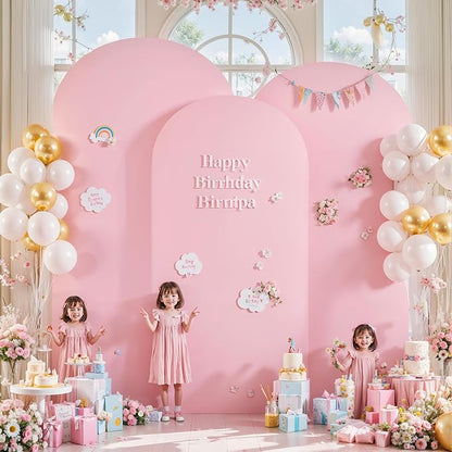 Pink and Blue Arch Backdrop Cover 8FT 7.2FT 6.6FT Arch Covers Stretchy Backdrop Set of 3, Gender Reveal Arch Cover Spandex Fitted Fabric Arch Covers for Boy or Girl Party Birthday Baby Shower Decor