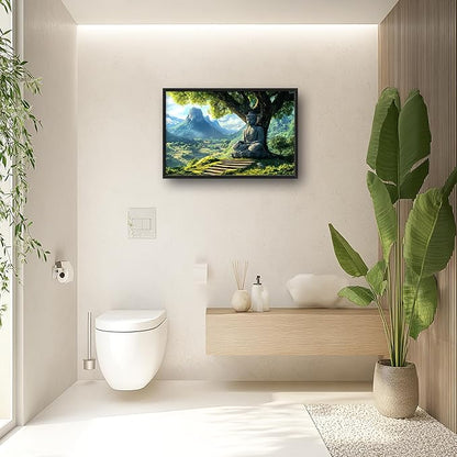 Buddha Large Wall Art Framed Wall Decor for Living Room Mountains Pictures Oversized Canvas Print Painting Modern Extra Large Artwork for Bedroom Office 36"x24"