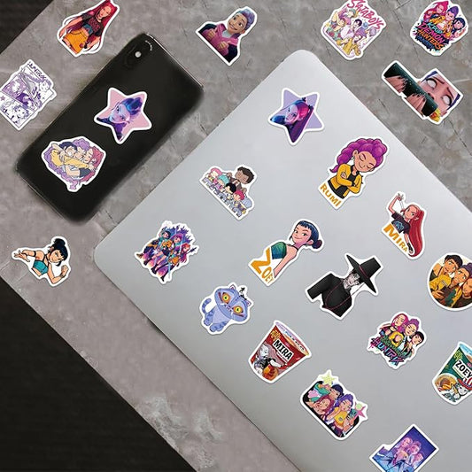 Demon Hunters Movie Stickers, 60 PCS Korean Cartoon Kpop Stickers for Water Bottles, Waterproof Vinyl Decal for Teen Girls Boys Adult Laptop Skateboard Phone Case Guitar Travel Case Bike Notebook