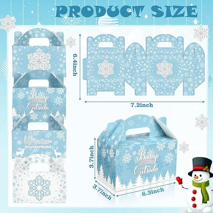 24 Pcs Christmas Snowflakes Boxes for Treats Goodie Cookie Winter Favor Boxes Snowflakes Container for Holiday Christmas Winter Party Supplies