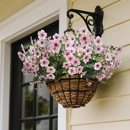 Artificial Flowers for Outdoor Indoor Garden Home Decoration, Faux Flower Daisy with Eucalyptus Leaves Fake Plants Greenery Boxwood Porch Patio, 12 Bundles
