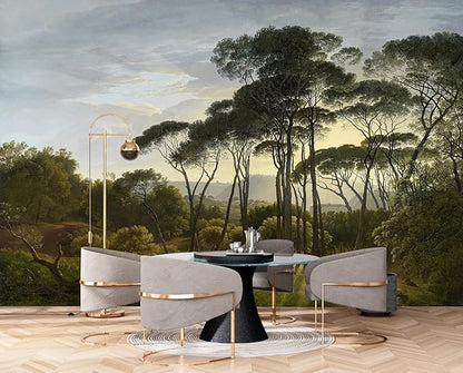 Vintage Scenery Wallpaper Forest Landscape Wall Mural for Living Room Bedroom（Not Peel and Stick）