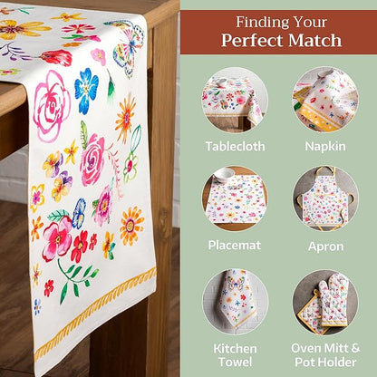 Maison d' Hermine Table runner 100% Cotton Double Layer Table Runners 72 inches long Decorative for Home Kitchen Dining Party Wedding Bridal Shower Spring Summer (Happy Florals - Sweety, 14.50" x 72")