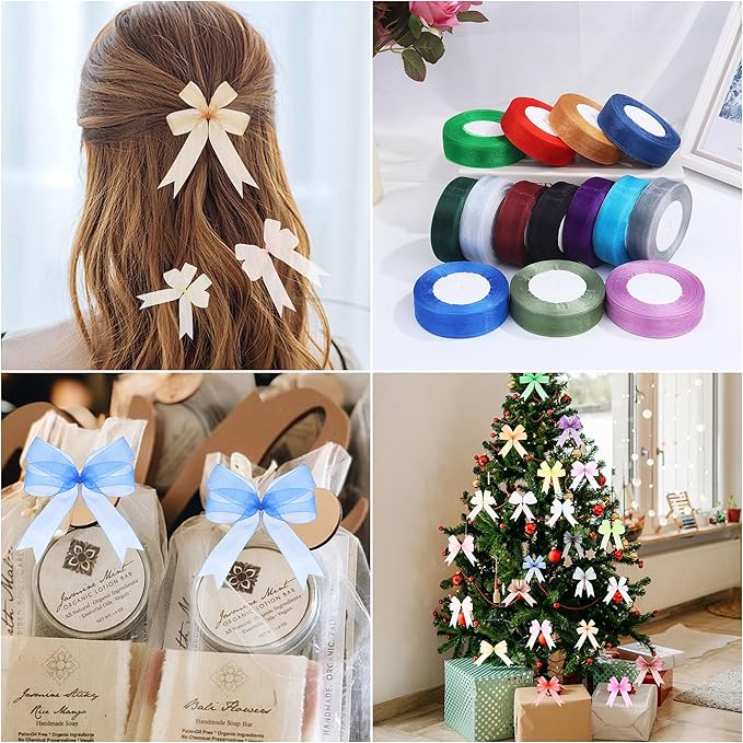 3/4 Inch x 50 Yards Sheer Organza Ribbon Chiffon Ribbon for Gift Wedding Flower Bouquet Wrapping Decorations Crafts (Royal Blue)