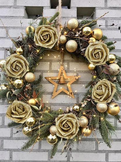 Gold Glitter Roses 30pcs Gold Roses 2.56" Glitter Flowers Artificial Roses with Stems for Centerpieces Wall Decorations Wedding Ceremony Bridal Shower Table Floral Arrangement (Gold)