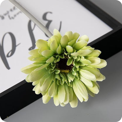 12pcs Artificial Gerbera Daisies,22 Inch Long Stem Silk Daisy Flowers,Realistic Artificial Flower Mums for Home Décor Centerpiece Wreath Supplies Wedding Bouquet,Green
