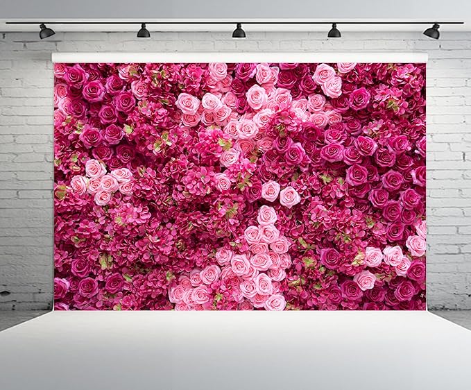 7ftx5ft Rose Wall Background Rose Photo Backdrops Spring Party Tea Party Flowers Backdrop Girls Birthday Pink Princess Party Wedding Bridal Shower Pink Floral Anniversary Ceremony Decor