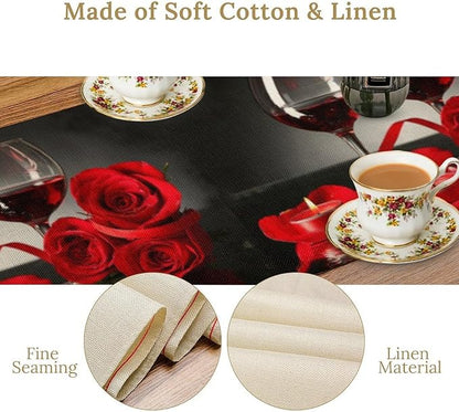 Retro Rose Red Wine Grape Print Table Runner,Table Dresser Runner, Kitchen Dining Table Runners for Indoor Outdoor Holiday Decor 13x108 Inch