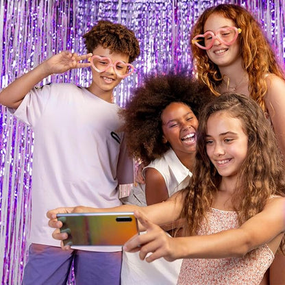 5 Pack Foil Curtain Backdrop Purple Metallic Tinsel Foil Fringe Curtains Photo Booth Props for Birthday Wedding Engagement Baby Shower Bachelorette Christmas Holiday Celebration Party Decorations