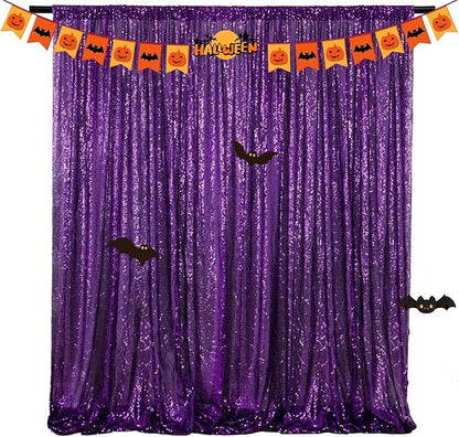 Purple Sequin Backdrop 10FTx10FT 1 Panel Sparkle Curtain Glitter Metal Background Drape for Weddings Showers Parties Photography Halloween